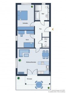 Grundriss Attraktive Neubauwohnung mit drei Zimmern und Terrasse nahe der Universit�t -VERMIETET-