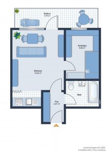 Grundriss Gem�tliche Zweizimmerwohnung mit gro�em Balkon
-VERKAUFT-