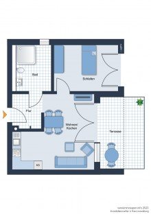 Grundriss Attraktive Erdgeschosswohnung mit zwei Zimmern nahe der Universit�t -VERMIETET-
