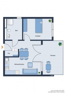 Grundriss Attraktive, barrierefreie Zweizimmerwohnung im Erdgeschoss mit Terrasse in moderner Stadtvilla