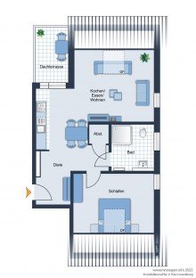 Grundriss Neubaudachgeschosswohnung in Unin�he
