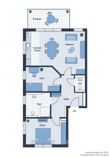 Grundriss Moderne Neubauwohnung mit Terrasse