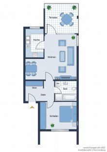 Grundriss Renovierte Zweizimmerwohnung mit Terrasse im Bielefelder Westen - VERMIETET -