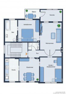 Grundriss Gro�z�gige Altbauwohnung mit Balkon nahe dem Rathaus -VERMIETET-