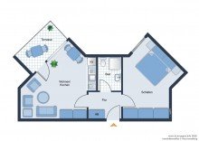 Grundriss Attraktives Apartment mit zwei Zimmern, Terrasse und Stellplatz im Bielefelder Zentrum