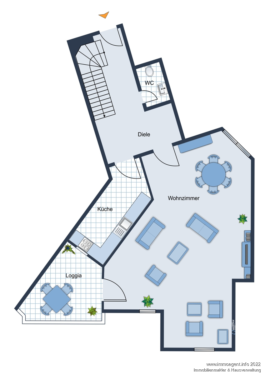 Grundriss untere Ebene Maisonettewohnung Bielefeld